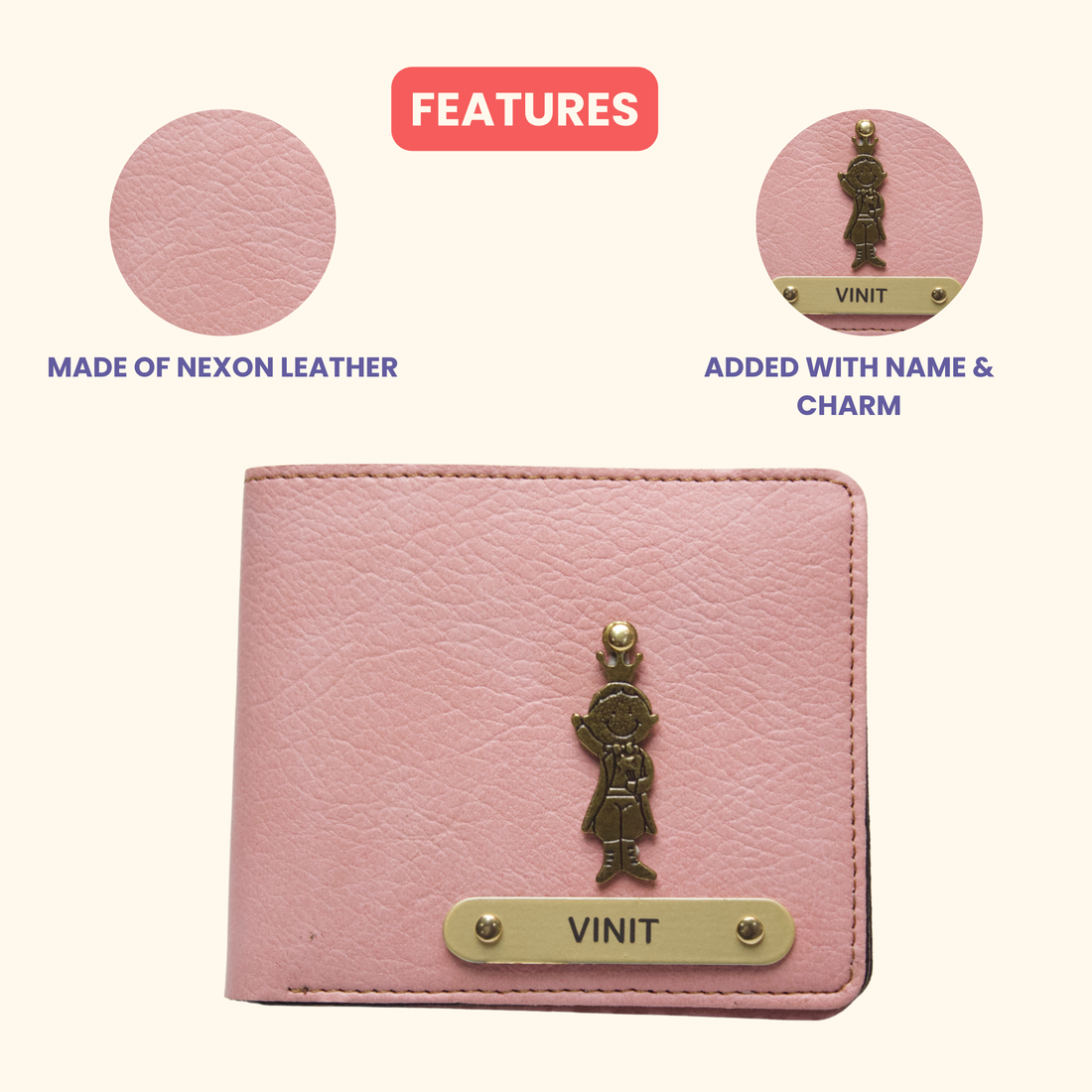 Nexon Leather Personalized Men's Wallet - Pink