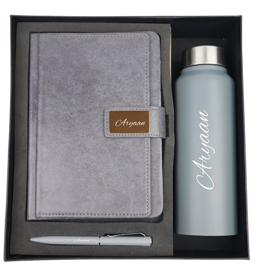 Classy Executive Diary + Classic Metal Pen + Classic Smart Bottle  - Grey