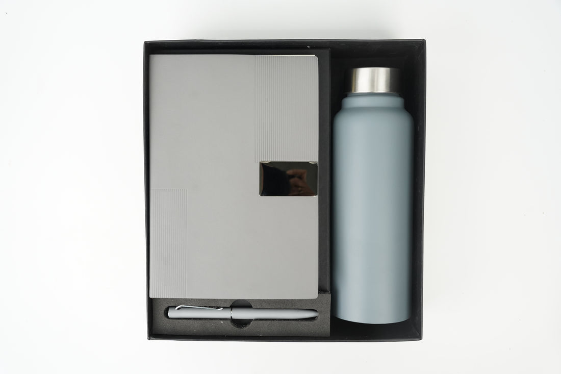 Nexon Diary+ Classic Metal Pen+ Classic Stainless Steel Bottle -Grey