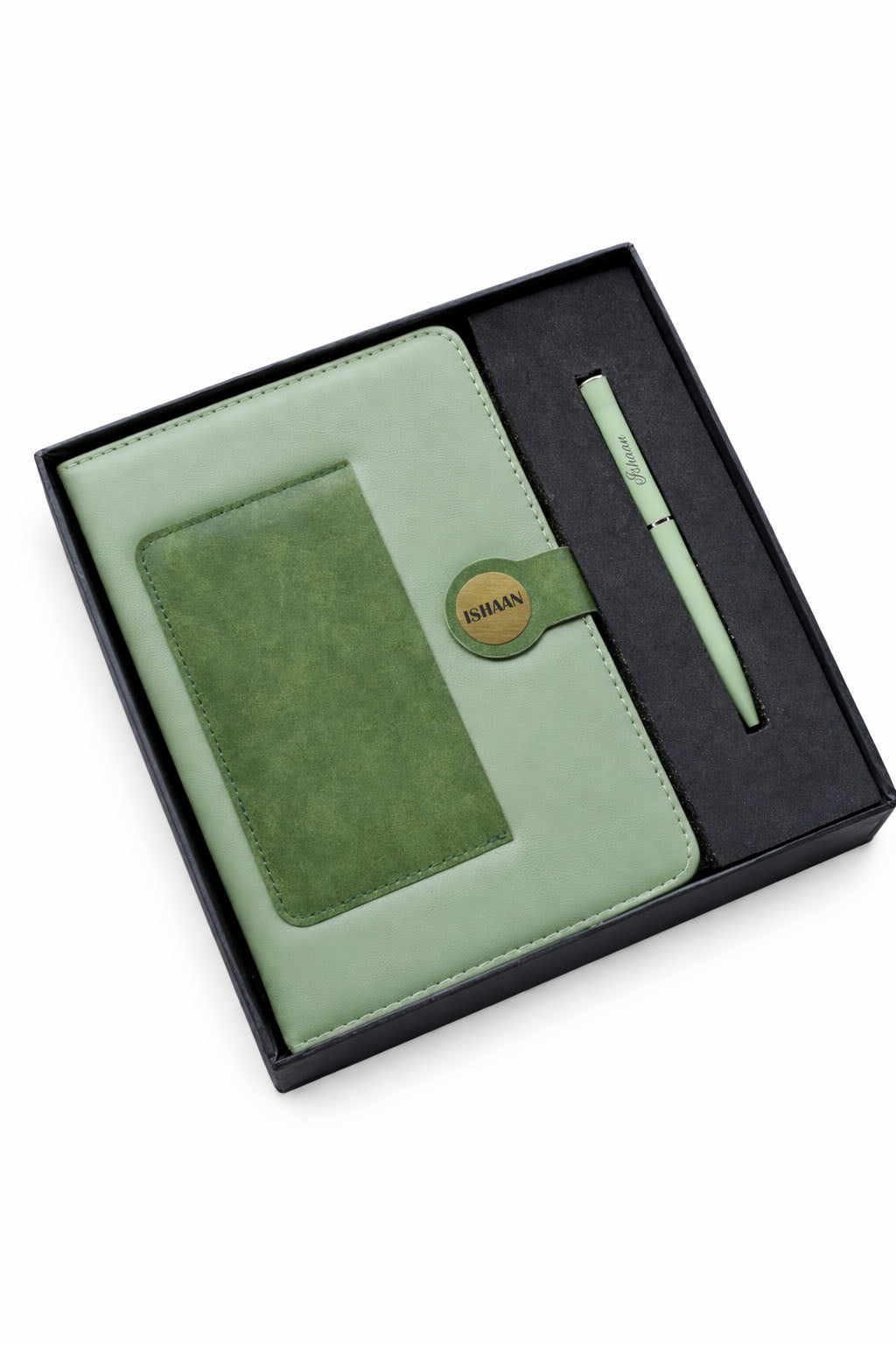 Customized Dual shade Diary+Classic Metal Pen-Green