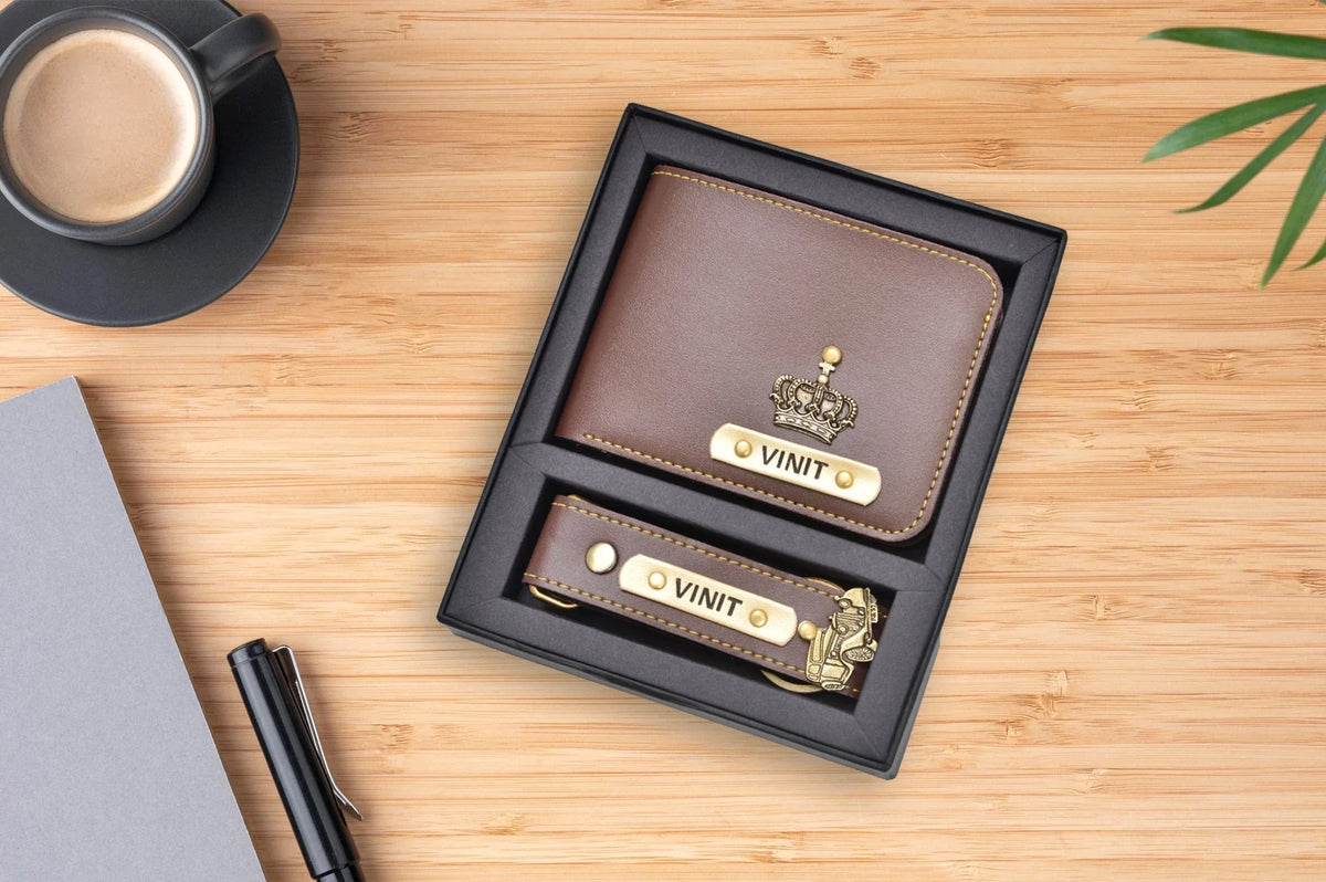 Personalized Men's Combo (2 pcs) - Brown - Your Gift Studio