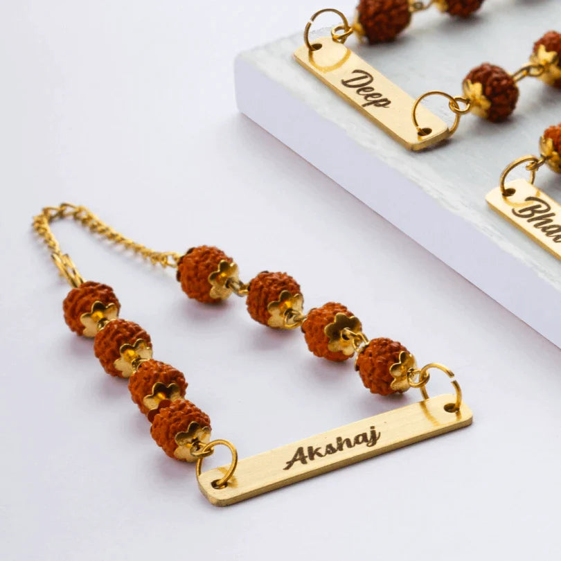Rudraksha Rakhi Bracelet Customised with Name