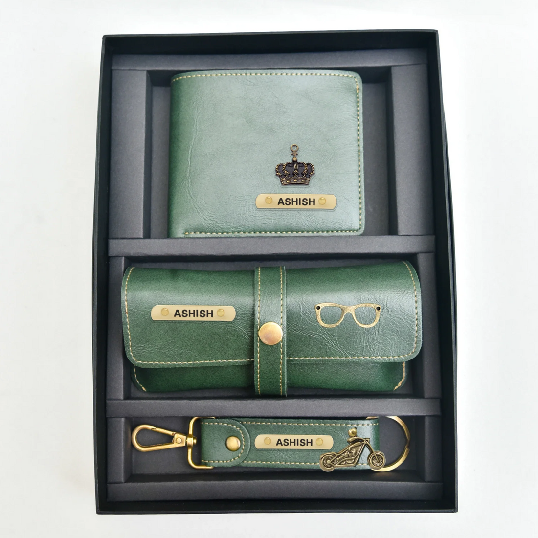 Whether you're shopping for yourself or searching for the perfect gift, our customized men's combo is the perfect choice. This set includes stylish leather wallet products, all of them are made from high-quality materials and feature a modern design.
