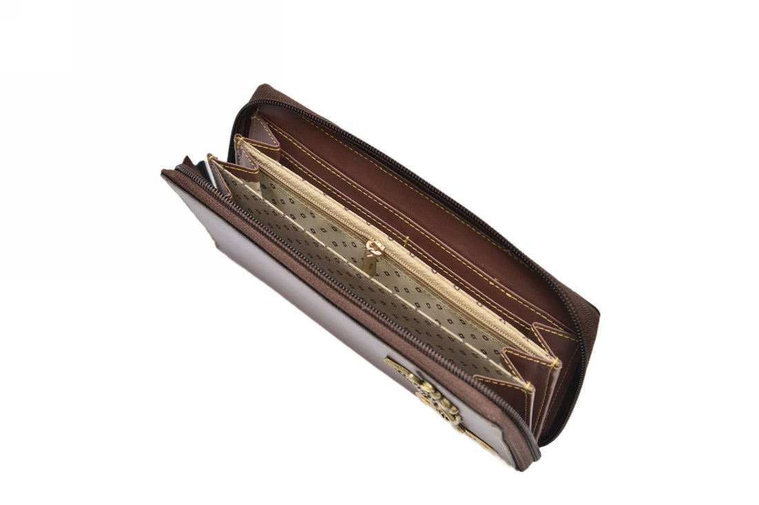 "Day-to-Night Essential: Transition seamlessly from work to evening events with our versatile zip around clutch, a versatile companion for every occasion."