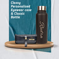 personalized classy leather eyewear case and classy water bottle