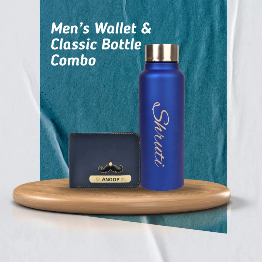 Personalized Perfect Wallet and Water Bottle for Men's and Boys
