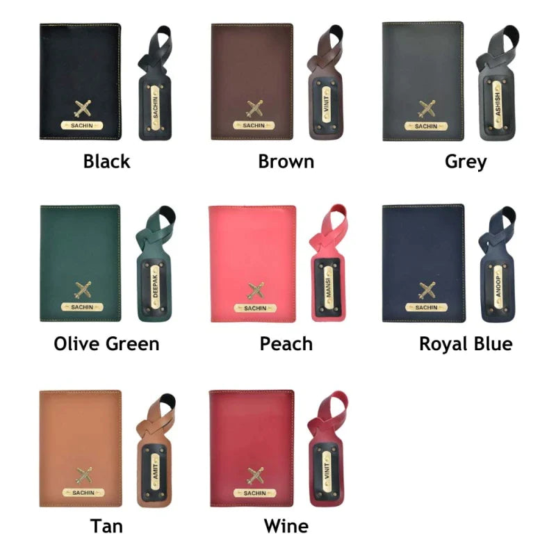 Personalized traveling combo with name and charm. Best gift pack for traveling.
