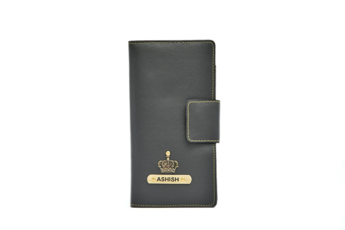 customized vegan leather travel wallet with name and charm unisex passport holder