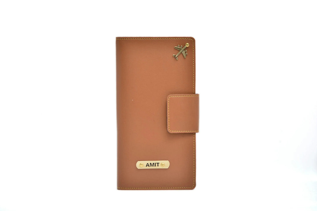 customized vegan leather travel wallet with name and charm unisex passport holder