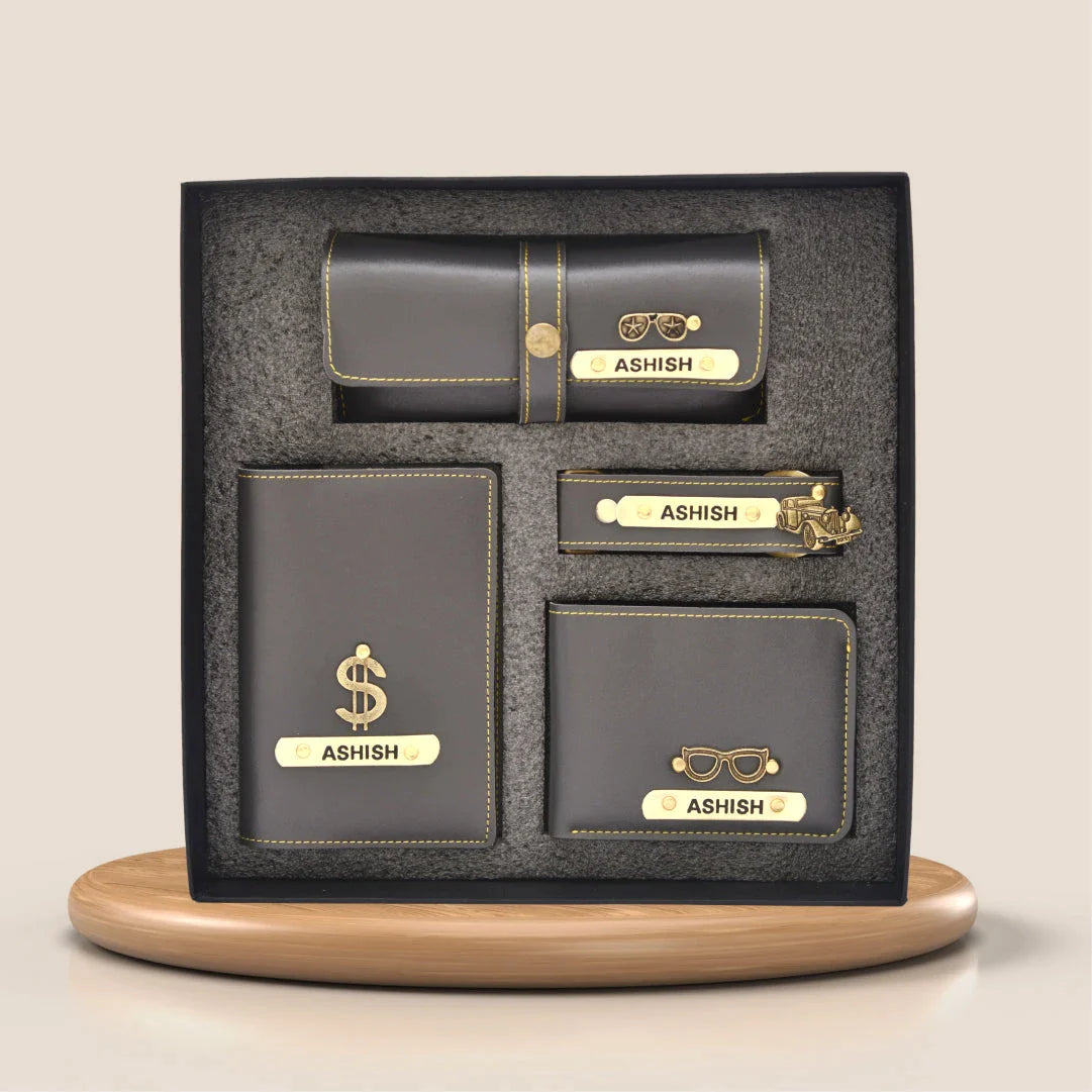 Customized mens 4 pcs gift set personalzied mens gift set with name 